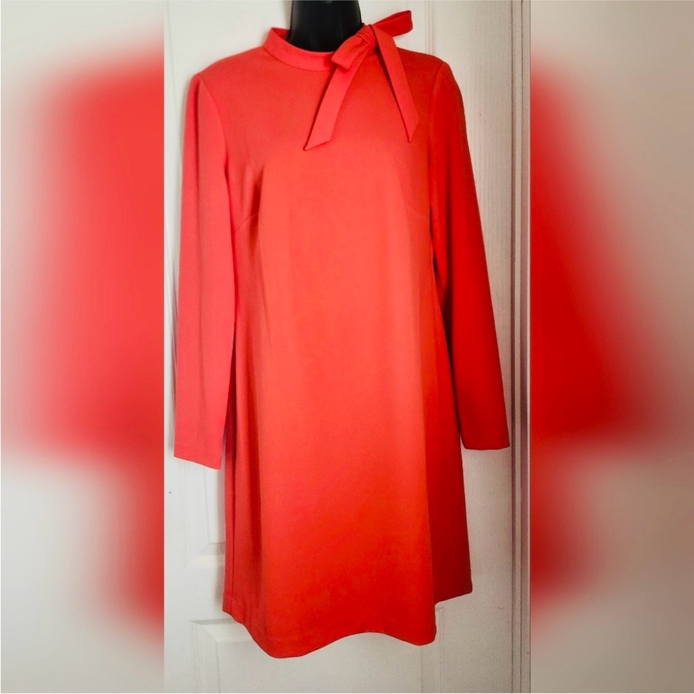 Calvin Klein Bow Neck Sheath Orange Dress